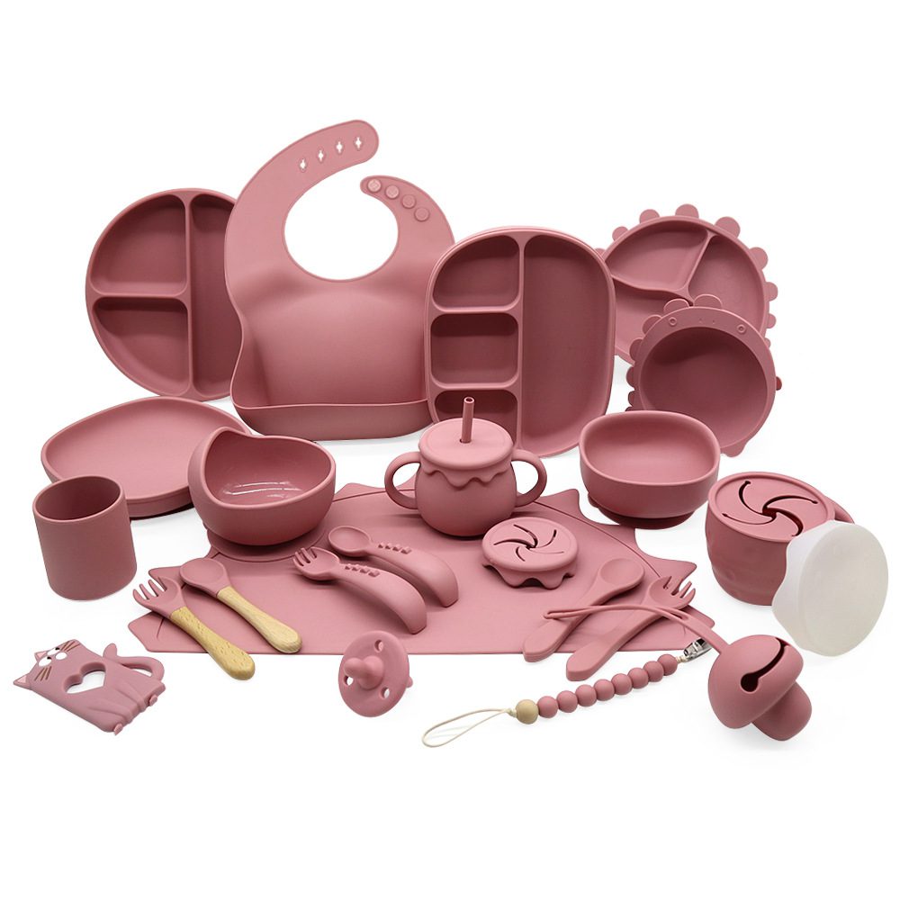 contemporary silicone baby feeding tableware set with unique features