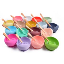 Premium silicone feeding sets with bowl spoon customized