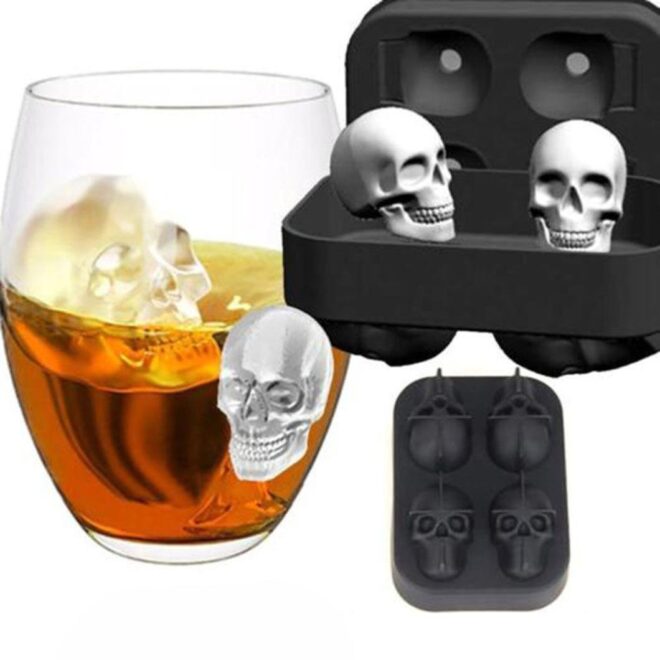 Durable silicone skull ice mold for drinks