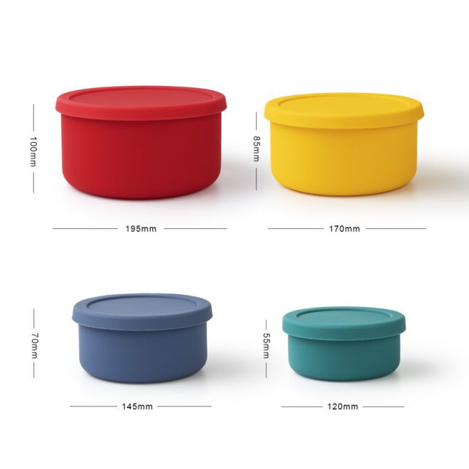 Food grade silicone round container in different dimensions