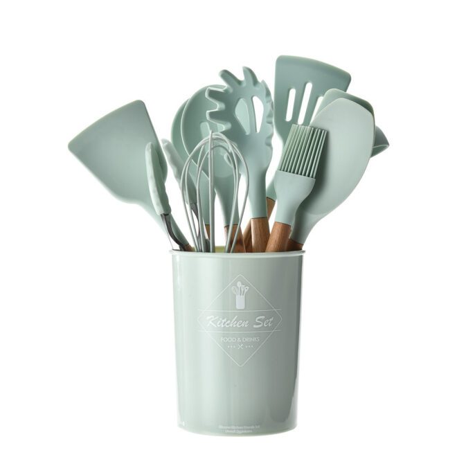 Wholesale 11pcs silicone utensil set with bucket