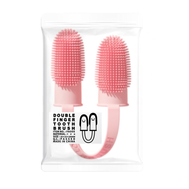 two pack custom silicone pet finger toothbrush