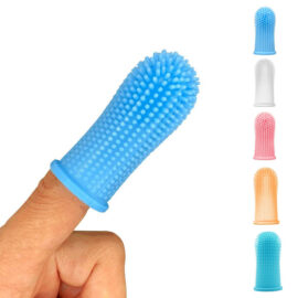 Finger silicone toothbrush for pet with cover