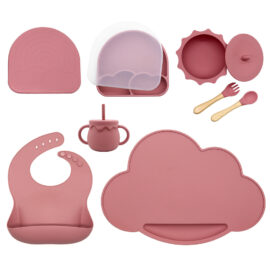 Food grade silicone baby tableware set for baby seven piece set