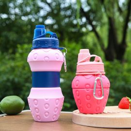 Cartoon shape platinum silicone bpa free collapsible water bottles for kids