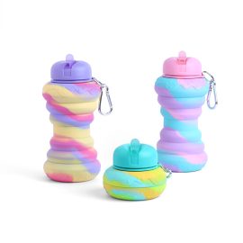 Portable anti-fall burger-shaped creative silicone collapsible water bottle for kids