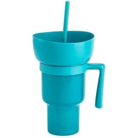 Creative tumbler cups for snacks and drinks with handles and straws