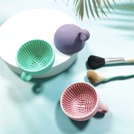 Factory customized portable reusable makeup brush cleaner pad bowl